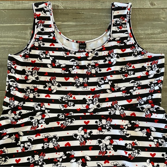 Disney Dress Women’s Size 4 (3XL) White Black Striped Mickey Minnie Sleeveless - Picture 3 of 9